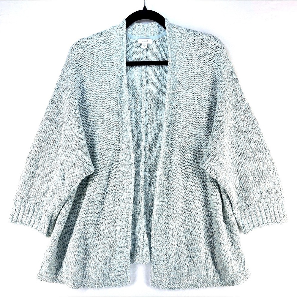 Pure Jill Seafoam Green Marled Chunky Knit Open Cardigan M Coastal Boho Mermaid